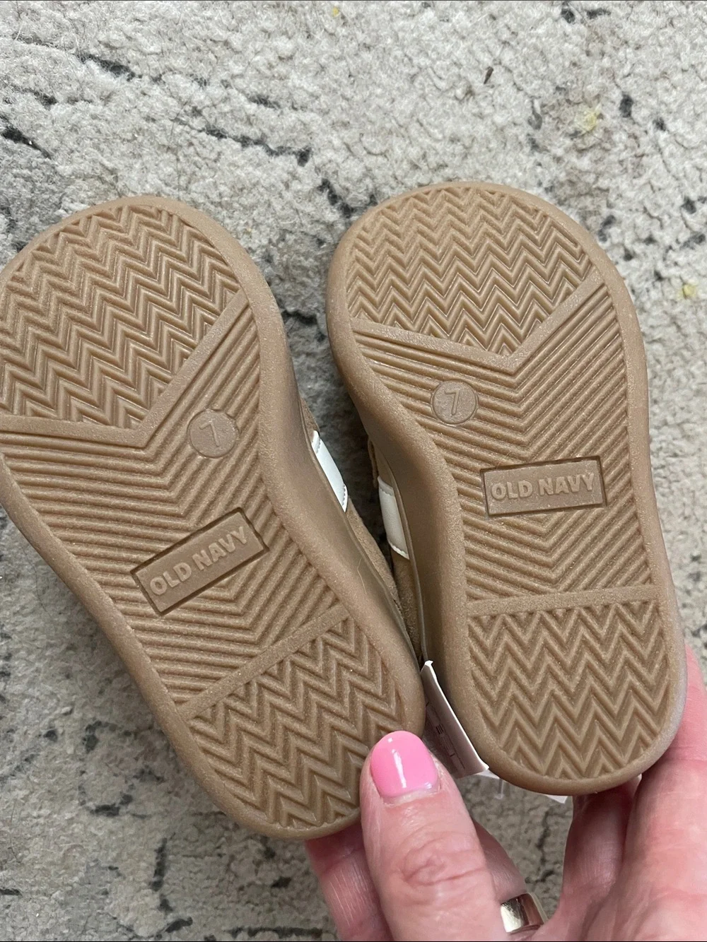 Old Navy Tan Suede Velcro Kids Sneakers with White Accent NWT
